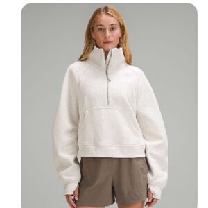 Lululemon Scuba Oversized Funnel Neck Half Zip - Heathered Bone - xs/s